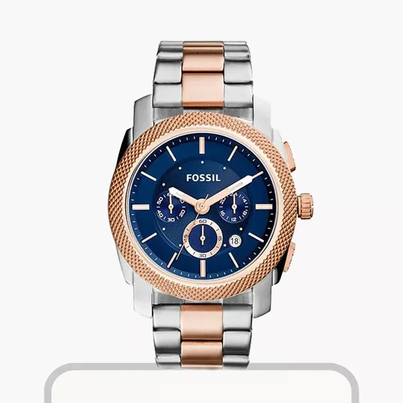 Fosssil Machine Chronograph Blue Dial Two-tone Men's Watch | FS5037
